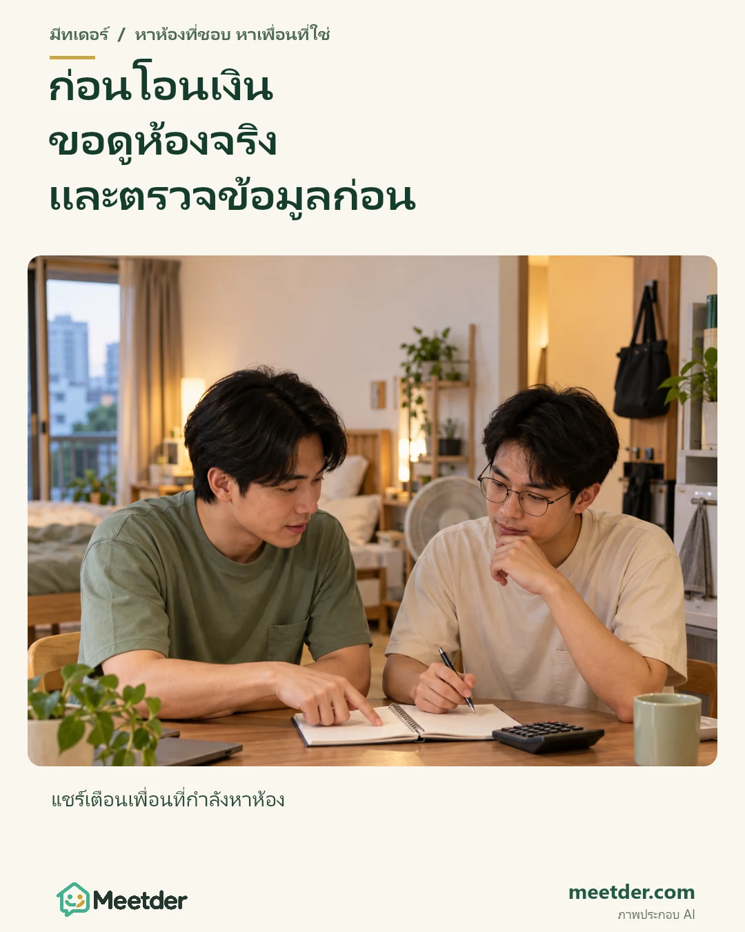 ก่อนโอนเงิน ขอดูห้องจริง และตรวจข้อมูลก่อน